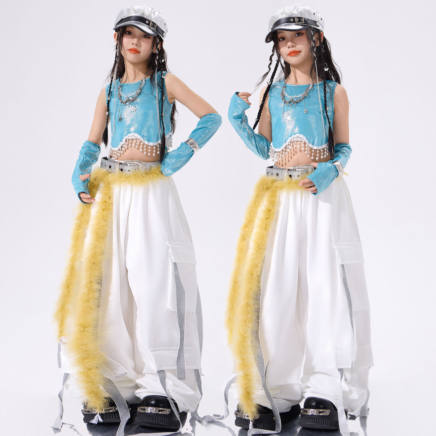 女童爵士舞服装少儿JAZZ表演服女童街舞演出服女团走秀团体舞蹈服