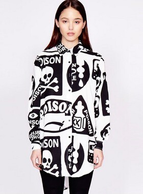 LAZYOAF洋气欧货韩版个性中长款纯棉长袖衬衫女设计感小众慵懒