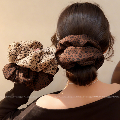 超大号豹纹大肠发圈女高级感洋气
