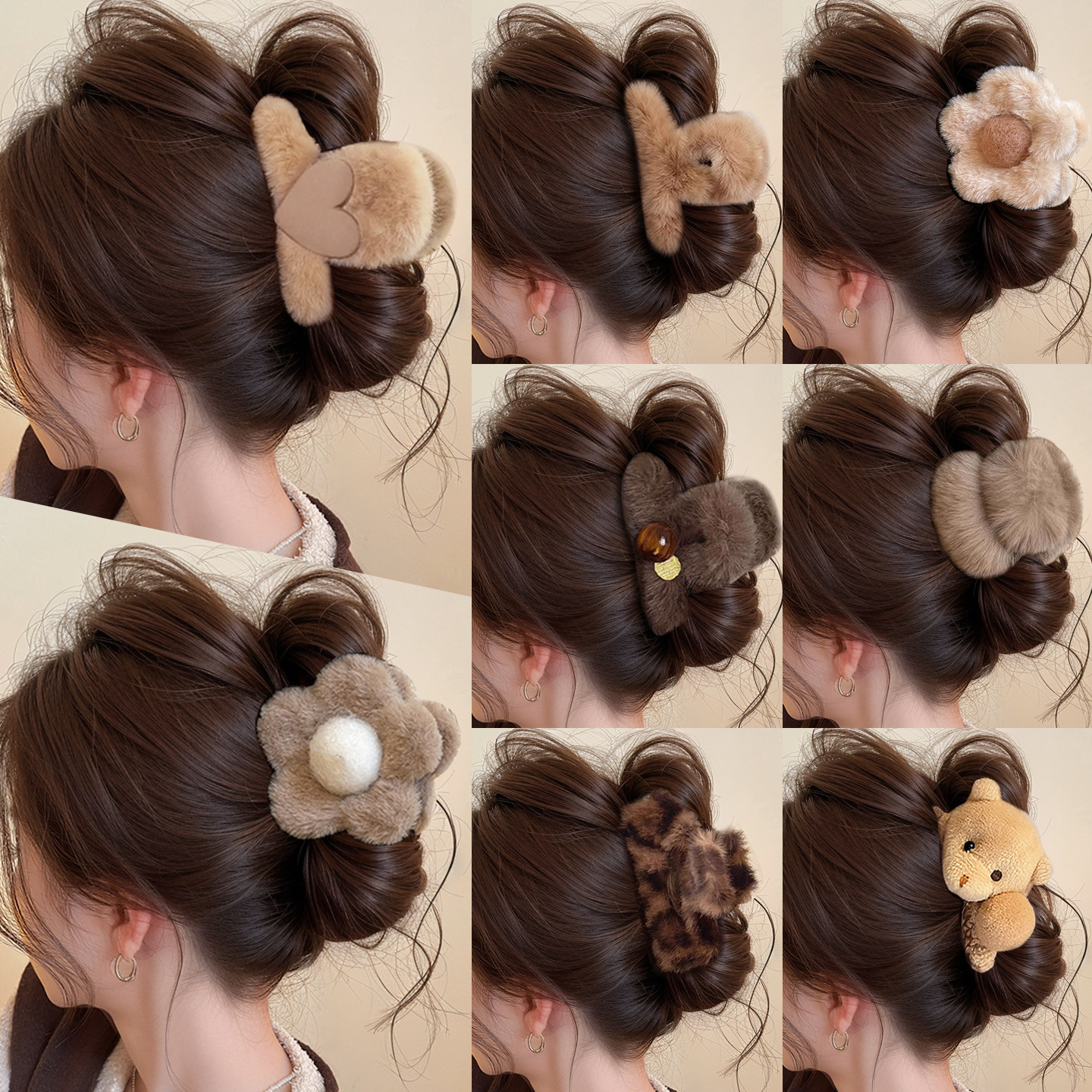 秋冬毛绒抓夹女高级感2025新款发量少中号发夹后脑勺盘发鲨鱼夹子,饰品/流行首饰/时尚饰品新,发饰,淘宝优惠券,粉丝福利购,淘宝优惠卷