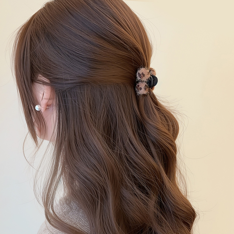 2024新款豹纹小抓夹半扎发头饰侧边刘海夹前额小发夹女后脑勺发卡