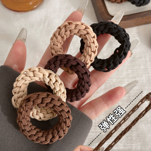 高弹力耐用皮筋女扎头发绳2024新款 气质黑色头绳发圈成人皮套头饰