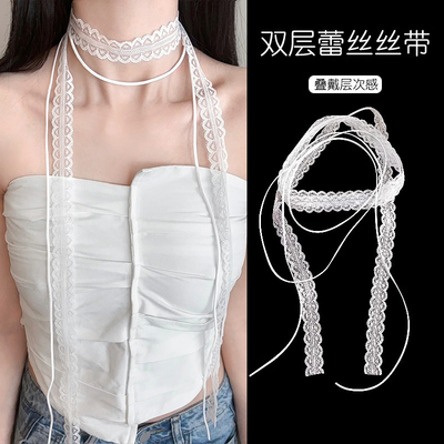 法式气质感蕾丝系脖锁骨颈带