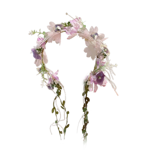 双马尾麻花辫编发绳女花朵发带绿色头花公主花环发箍藤条头箍头饰