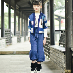 丹凤布艺中式复古土布拼布汉服棉衣棉袄手织布背带裤套装亲子装