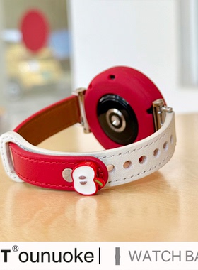 xit适用于华为手表gt5表带gt4女新年款3头层牛皮watch4pro立体苹果真皮GT2拼色荣耀4pro创意白拼红双钉扣秋冬