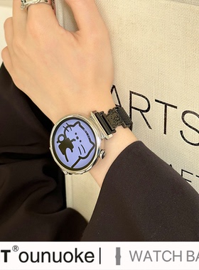 xit适用于华为gt5智能手表gt4表带女新款黑色watch3pro表带gt3小猫磁吸watch4pro时尚透气米兰尼斯秋冬高级感