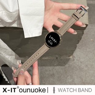 xit适用于华为gt6手表gt5表带watch4pro真皮gt4女士6e新款 watch3pro秋冬皮质荔枝纹大象灰色高级荣耀magic6