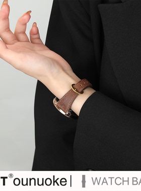 xit适用华为gt6手表gt5表带gt4真皮男女士GT6秋冬新款41mm真皮小蛮腰马蹄针扣18替换带高级watch4马蹄扣牛皮