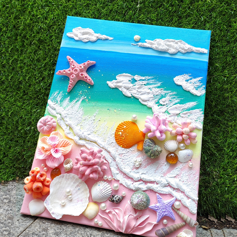 珊瑚大海肌理画手工材料DIY油画