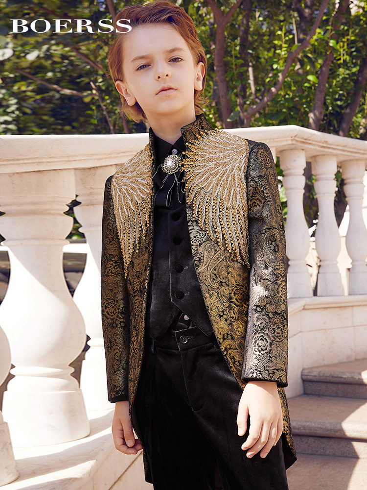 BOERSS children's dress boy tuxedo flower girl suit suit child wedding piano performance host performance