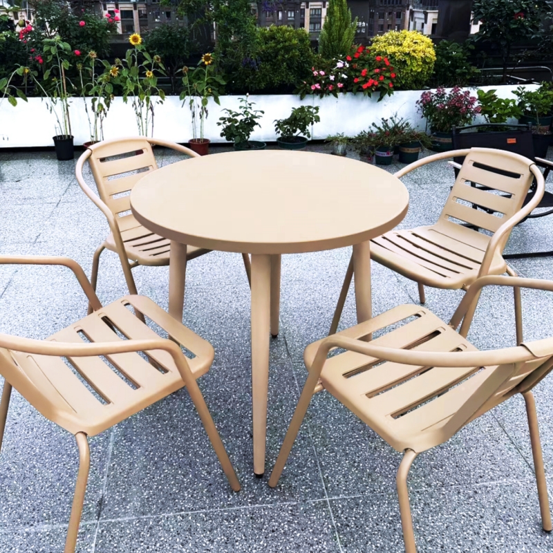 远茂户外桌椅庭院铝合金碳钢餐桌椅室外休闲别墅露台外摆花园防水