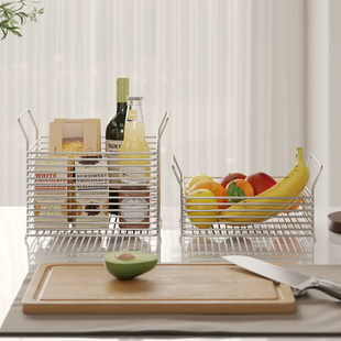 304不锈钢厨房水果蔬菜置物架放菜篮子收纳框零食架子客厅高颜值