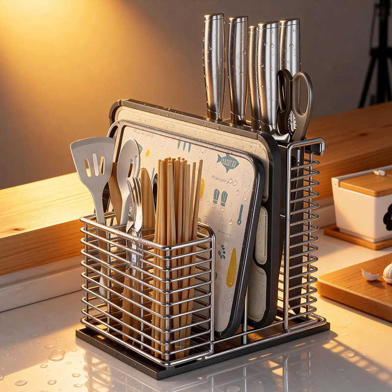 304不锈钢厨房菜刀架置物架筷子筒笼刀具放刀收纳架板砧板架一体,厨房/烹饪用具,碗架,淘宝优惠券,粉丝福利购,淘宝优惠卷