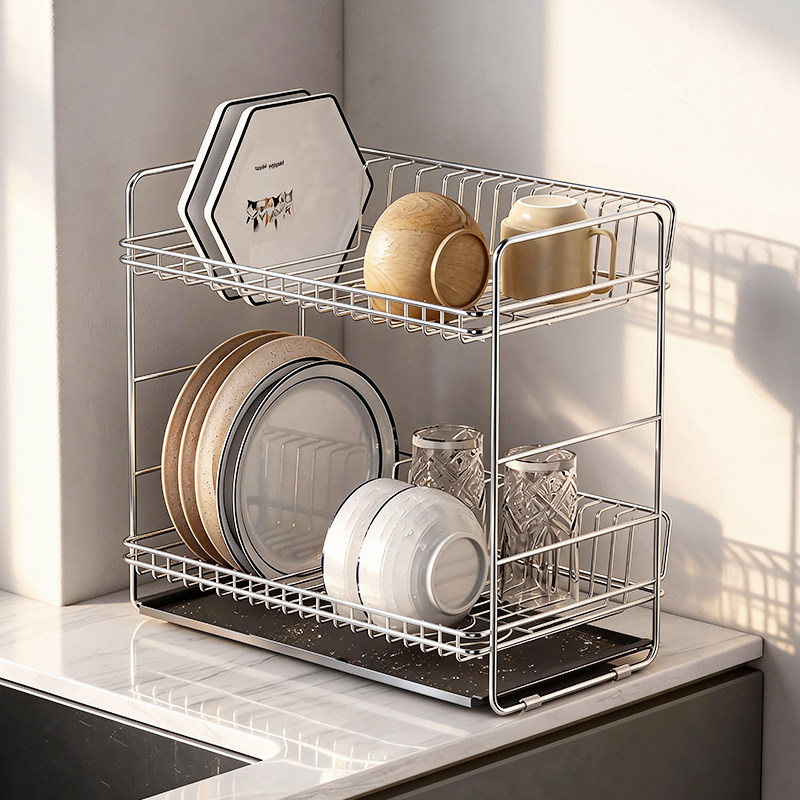 304不锈钢厨房碗碟水槽沥水架碗盘子筷洗碗架双层餐具台面收纳架,厨房/烹饪用具,碗架,淘宝优惠券,粉丝福利购,淘宝优惠卷