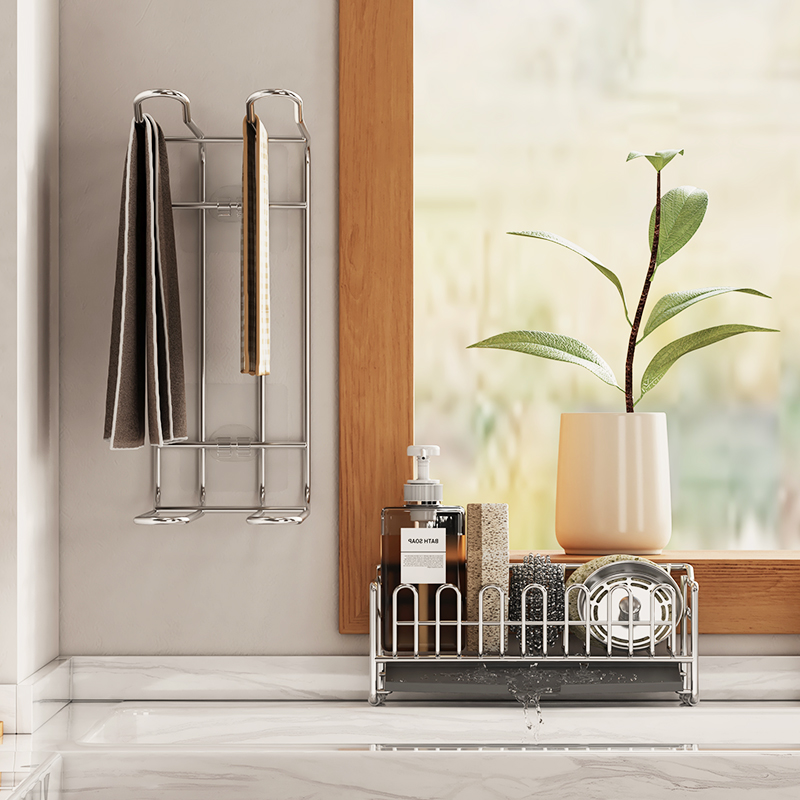 304不锈钢抹布架，可挂多条抹布