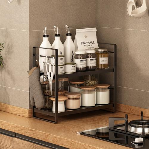 日式多层可调高度整装调料置物架
