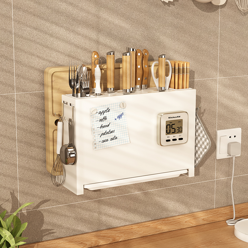 可放8到10把刀,可放大砧板,打开包装箱就