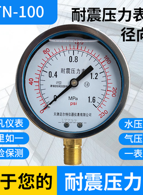 包邮耐震压力表YN-100水压液压油压气压0-0.6/1.6/4/16/25/60MPA