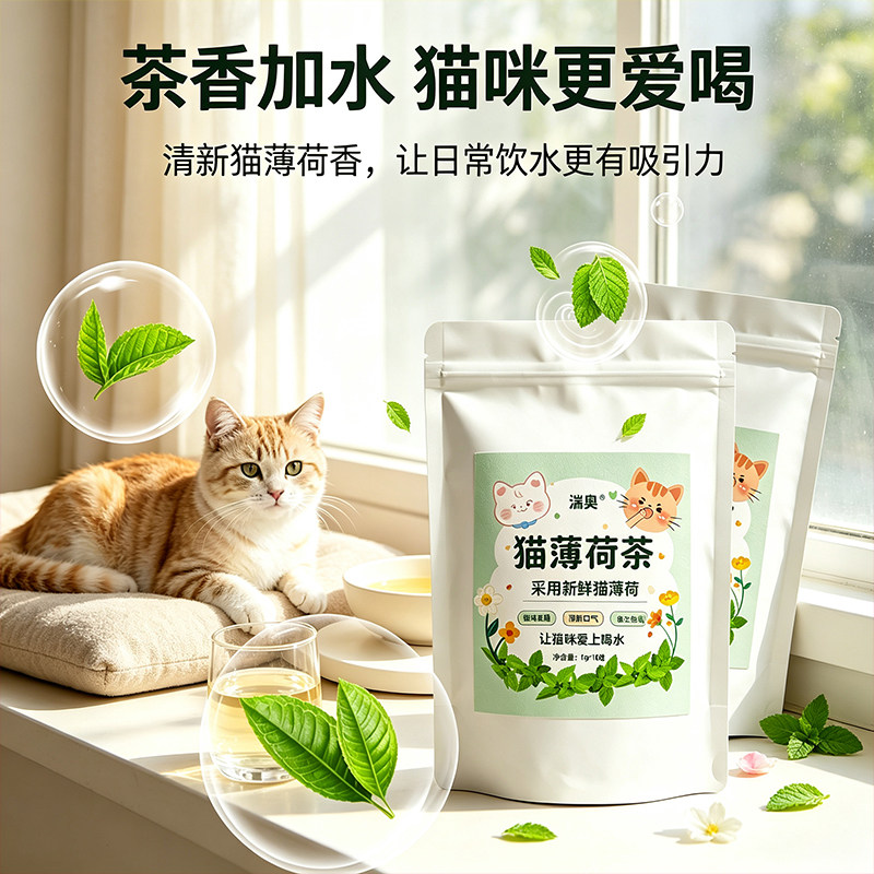 猫薄荷茶茶包猫喝水补水品新款薄荷粉末猫咪磨牙棒清新口气