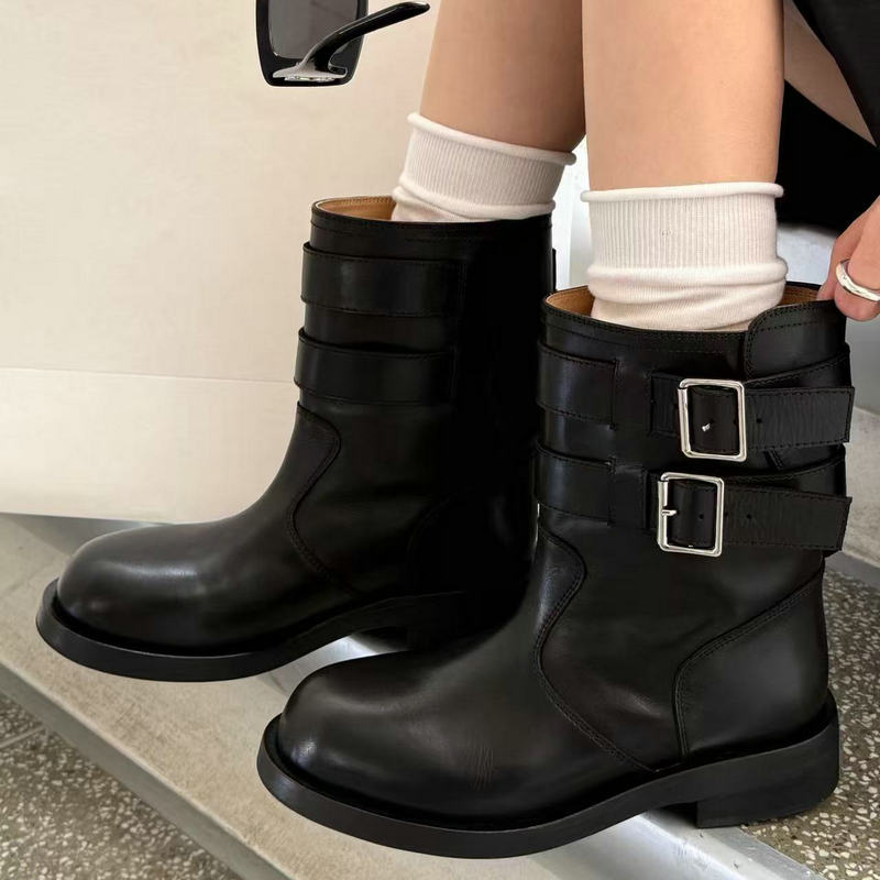 诗歌兰2025年冬新款真皮马丁靴女