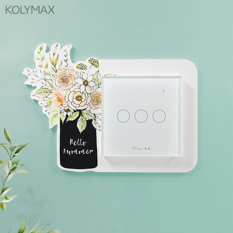 创意水彩花亚克力开关贴钥匙挂钩