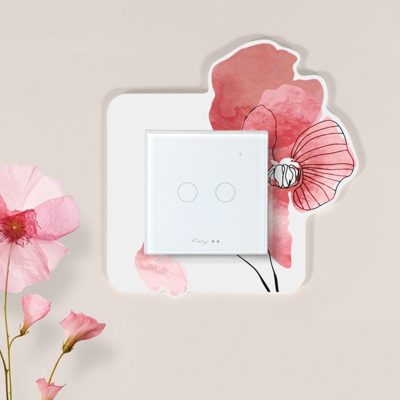 创意水彩花亚克力开关贴开关边框套装饰墙贴插座高级感保护套遮丑