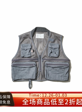 #HPT#Mountain Research 23SS山系户外灰色网眼多袋钓鱼马甲背心