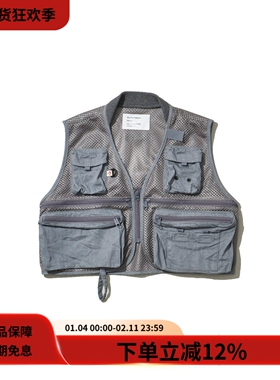 #HPT#Mountain Research 23SS山系户外灰色网眼多袋钓鱼马甲背心