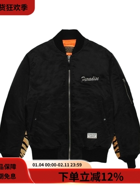 WACKO MARIA 25FW FLIGHT JACKET黑色尼龙宽松虎纹拼接MA1夹克