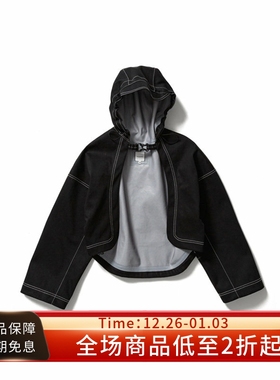 #HPT#Sasquatchfabrix 21SS黑色牛仔防水连帽短款开衫夹克外套