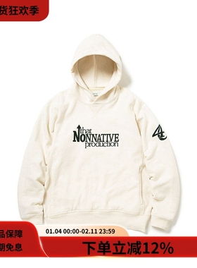 #HPT#nonnative 21AW秋冬白色纯棉印花套头休闲连帽卫衣运动帽衫
