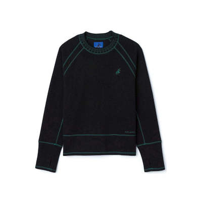 亚瑟士黑色纯棉宽松刺绣T恤KIKO