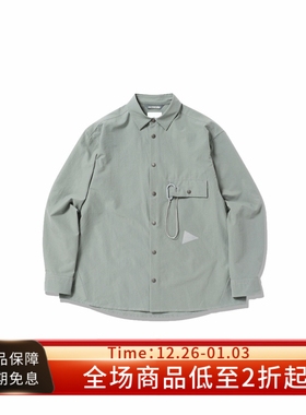 and wander 24SS dry shirt户外轻薄透气防水蓝灰色宽松长袖衬衫