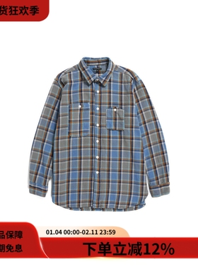 ENGINEERED GARMENTS(EG) Work Shirt复古宽松蓝色格纹长袖衬衫