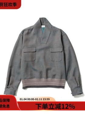 #HPT#Sasquatchfabrix.21AW日系复古灰绿色羊毛套头夹克外套男女