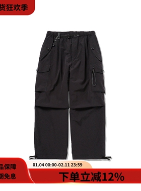 and wander 24SS oversized cargo pant黑色宽松廓形多袋防水长裤