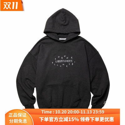 Liberaiders黑色宽松刺绣帽衫