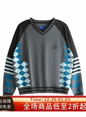 KIKO NOVALIS系列LARICOID KNIT复古英伦风灰色V领针织套头毛衣