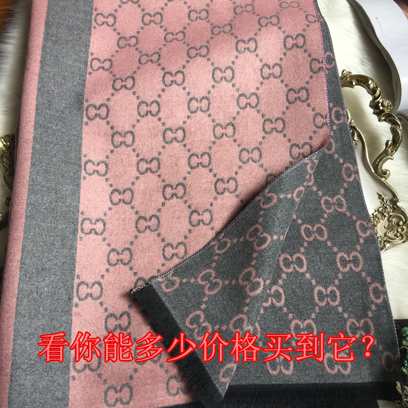 欧美风双CC格纹围巾仿羊绒双面女士长款披肩两用情侣学生旅游送礼