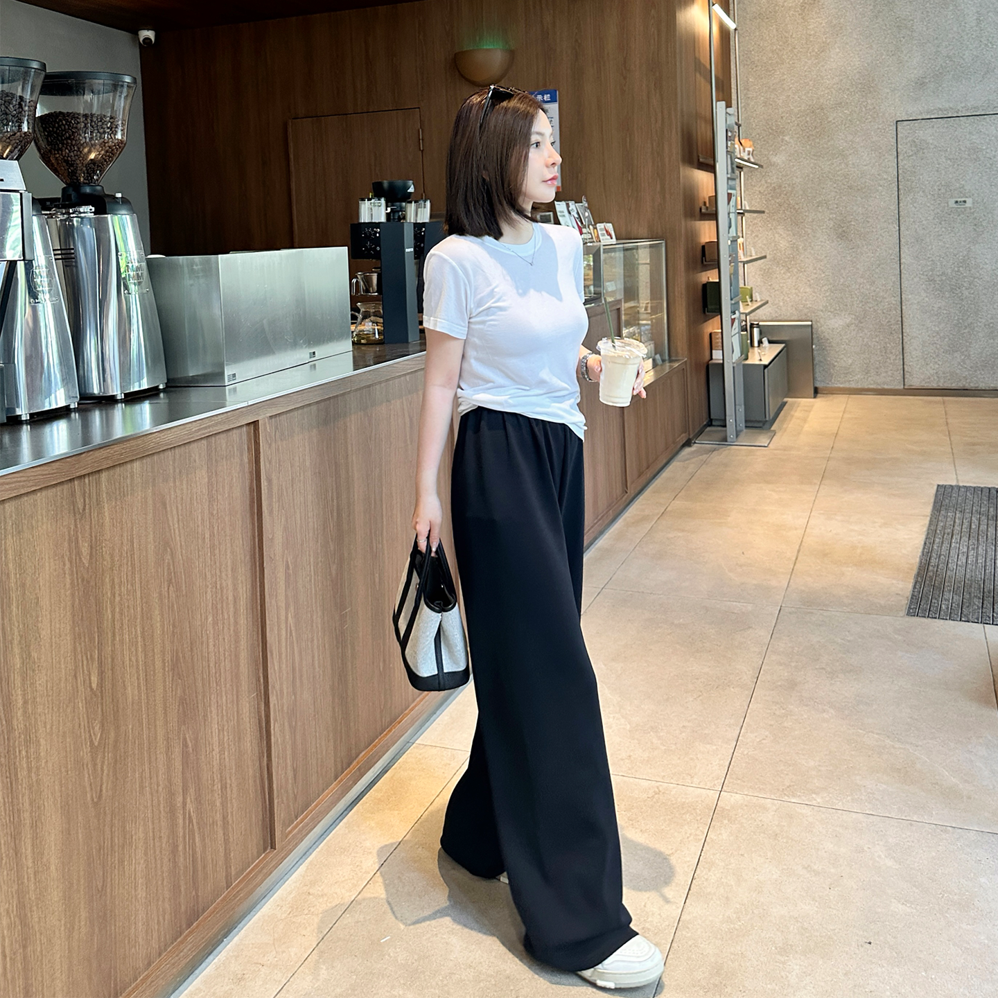 Rouqiu肉球小个子 春夏row风gala高腰阔腿裤宽松显瘦妈妈臀克星