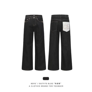 原牛宽松直筒牛仔裤 仿马毛 K763 cleanfit后口袋 布老哥Blog美式