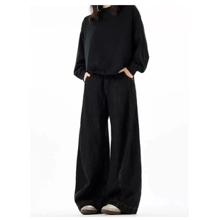 FLYOFF弯刀裤原牛美式复古设计感弯刀宽松直筒牛仔裤cleanfit裤子