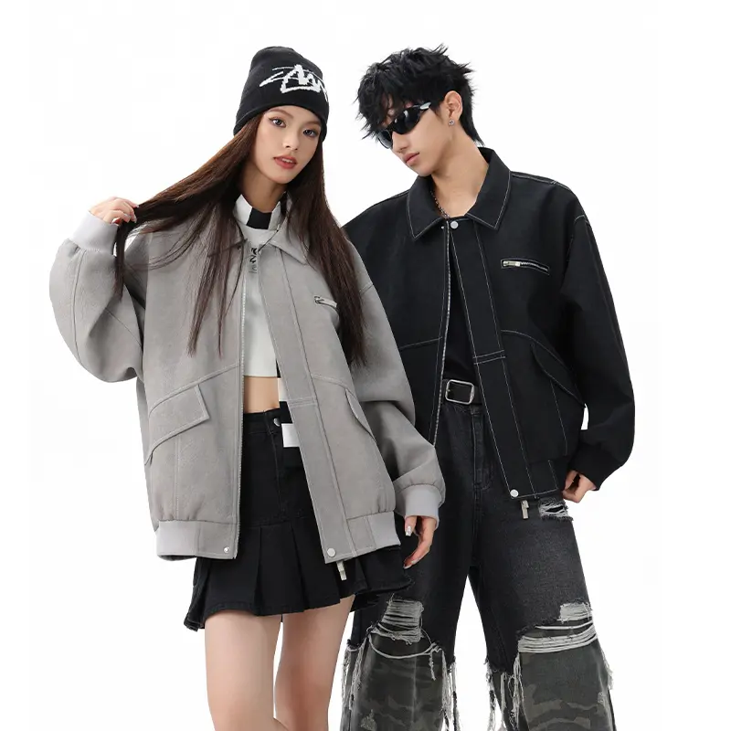 MANRESHOW【流光风皮衣夹克外套】美式复古夹克男流光风穿搭外套