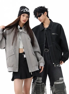 MANRESHOW【流光风皮衣夹克外套】美式复古夹克男流光风穿搭外套