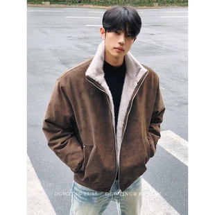 DGWTING仿双色貂毛重磅美式复古座山雕保暖加厚外套37高街vintage
