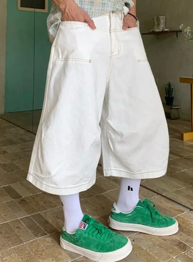 Holocene美式潮牌复古水洗工装风牛仔裤宽松阔腿  R1DGE 七分裤男