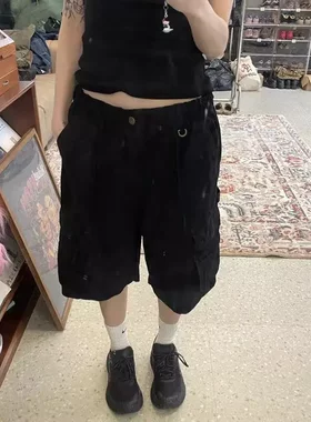 MMBBT美式立体口袋工装热裤女春夏新款女装直筒复古休闲运动短裤