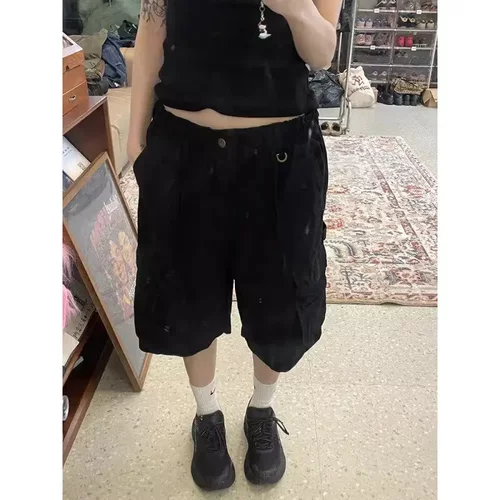 MMBBT美式立体口袋工装热裤女春夏新款女装直筒复古休闲运动短裤