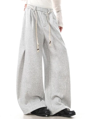 BLANKIN 美式复古绑带设计卫裤宽松直筒加绒加厚冬季 GoodNorth